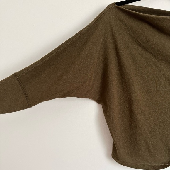 Free People We the Free Army Green Boat Neck Dolman Long Sleeve Knit Top - Picture 8 of 11